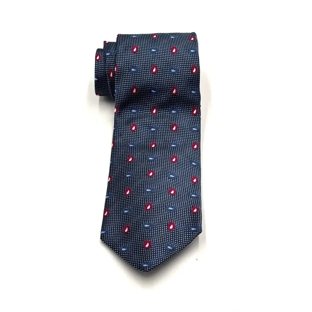 Brooks Brothers 346 Silk Tie Blue Geometric Red Dot Classic Necktie USA